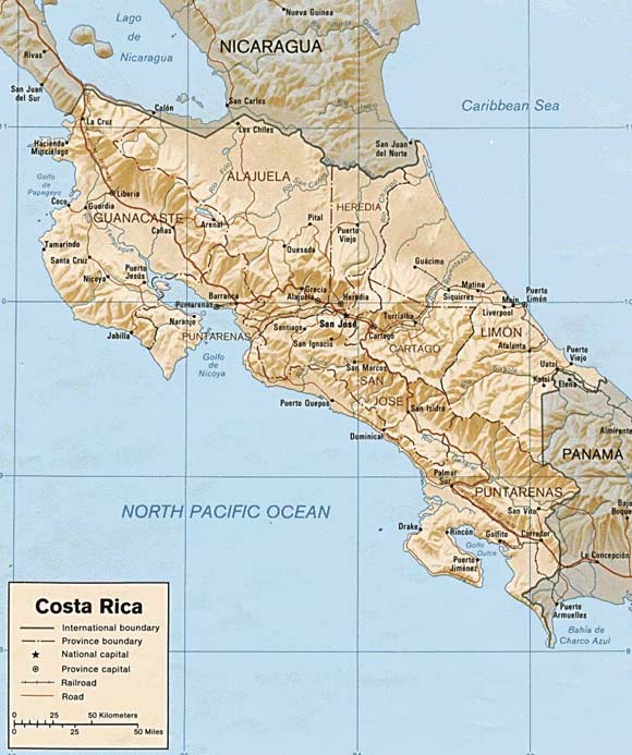 CARTE du RELIEF - COSTA RICA