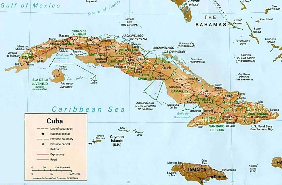 Carte géographique de Cuba
