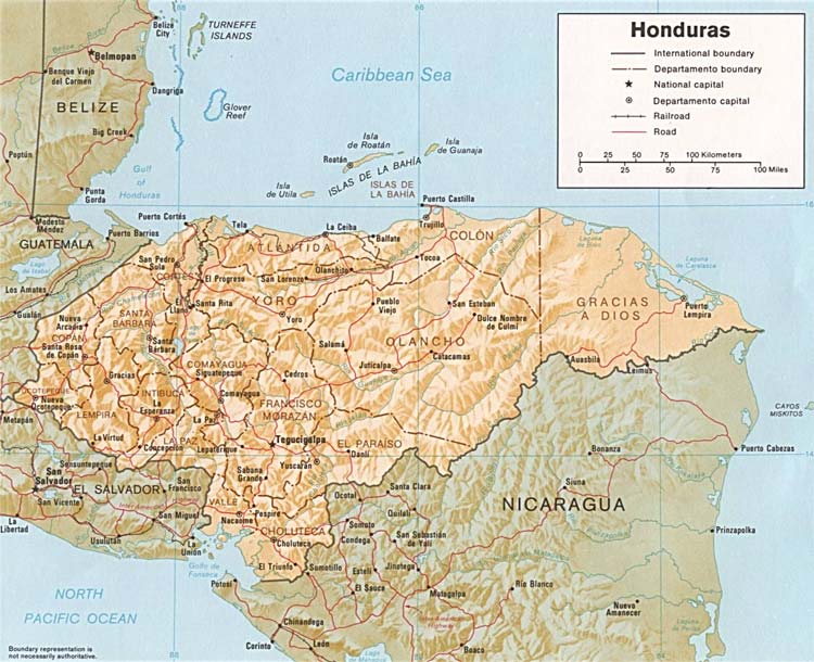 Carte du relief du Honduras