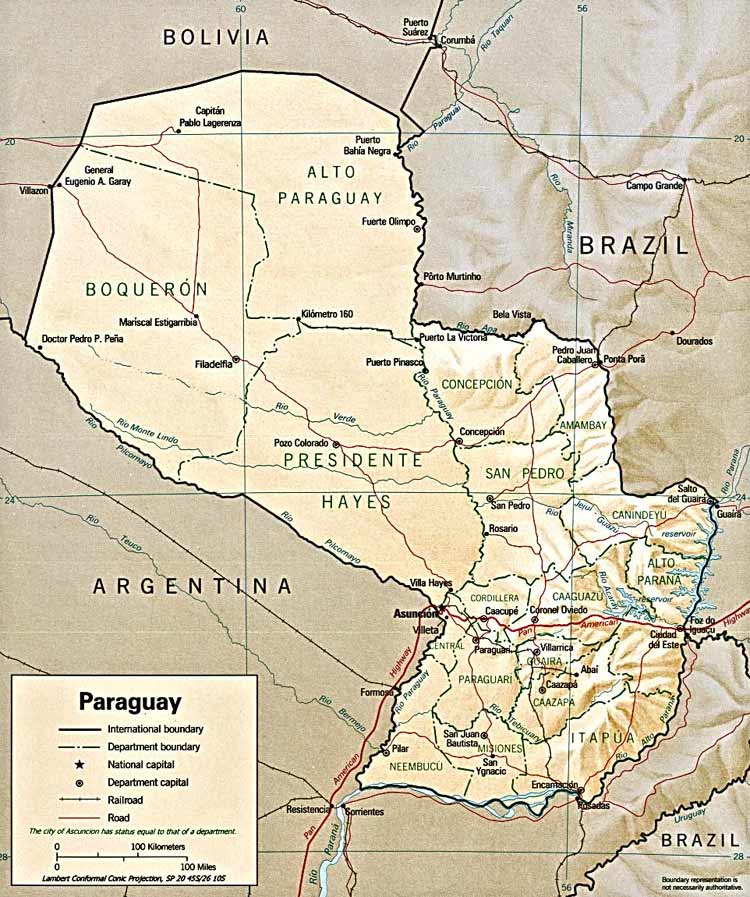 CARTE GEOGRAPHIQUE du PARAGUAY