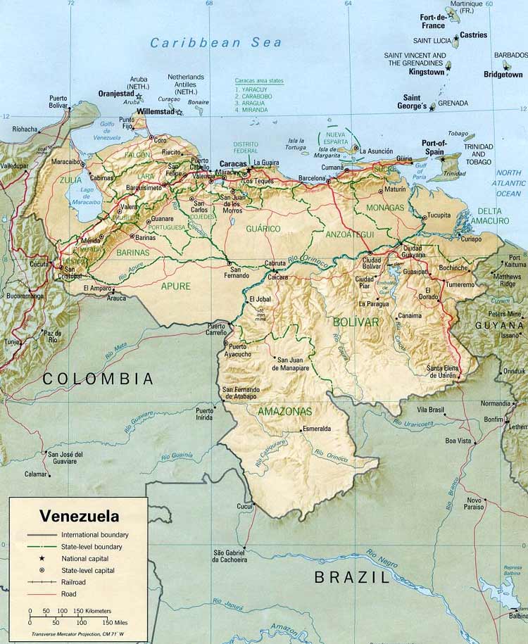 Carte du relief du Venezuela